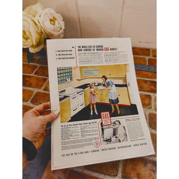 1940 Vintage American Gas Association Print Ad‎ Retro Kitchen Appliances Decor - Picture 9 of 10